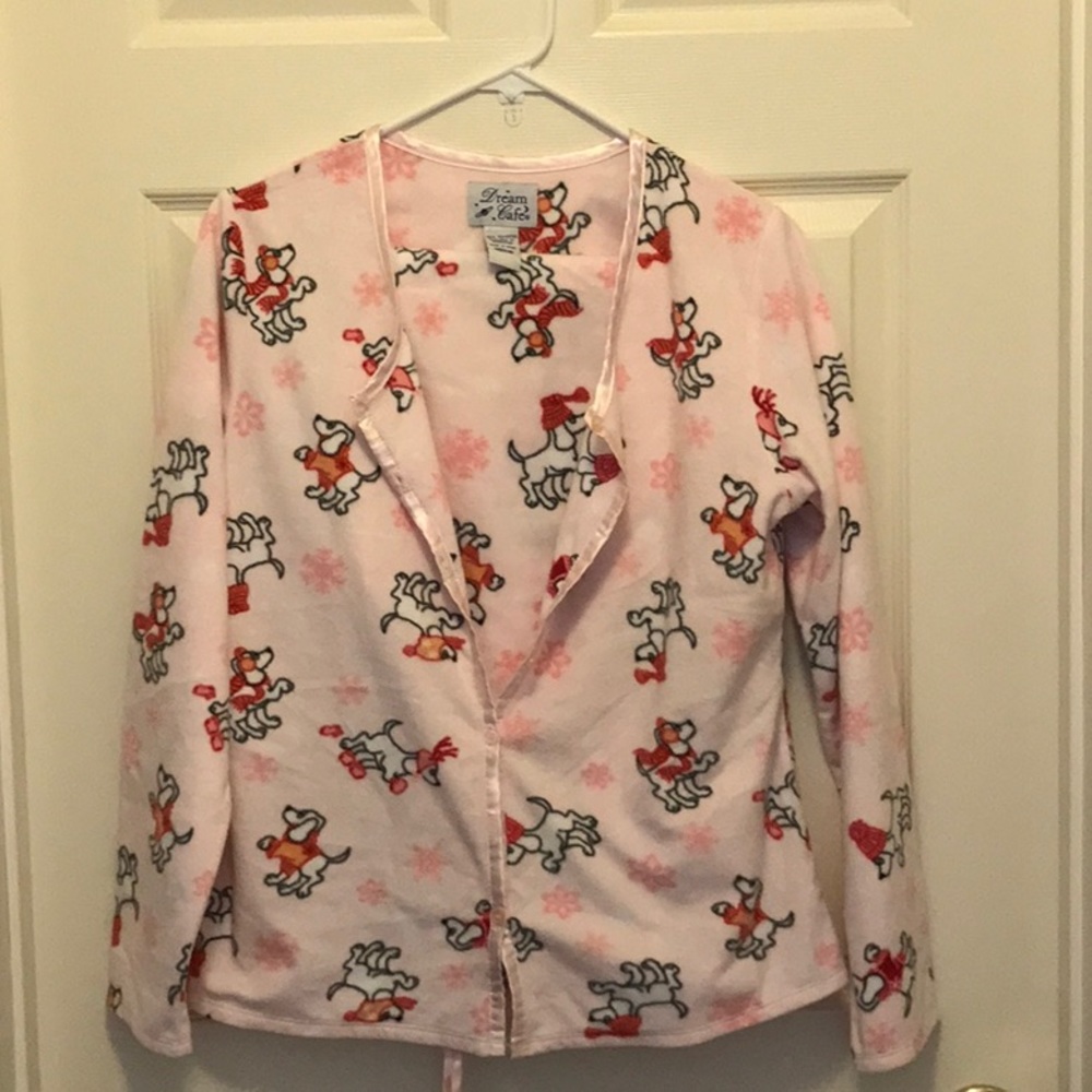 Winter Dog Print Pajamas, Pink Medium